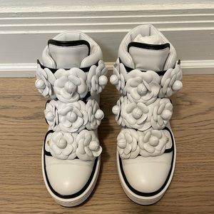 Chanel Calfskin Sneakers with 3D Flowers